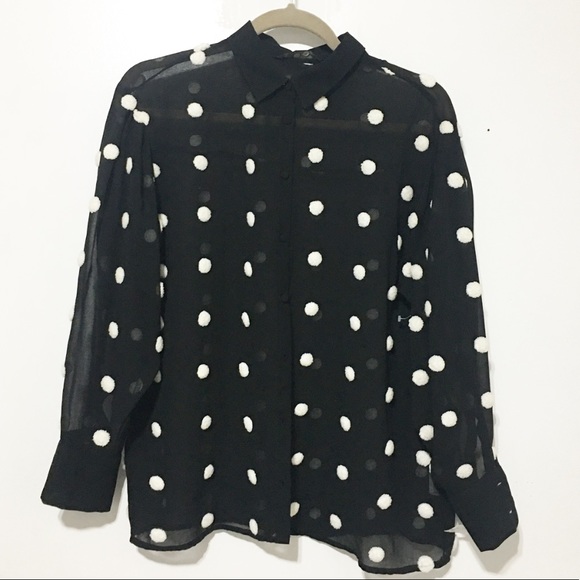 💜- New / Zara sheer 3D crochet Polk dots - Picture 1 of 5